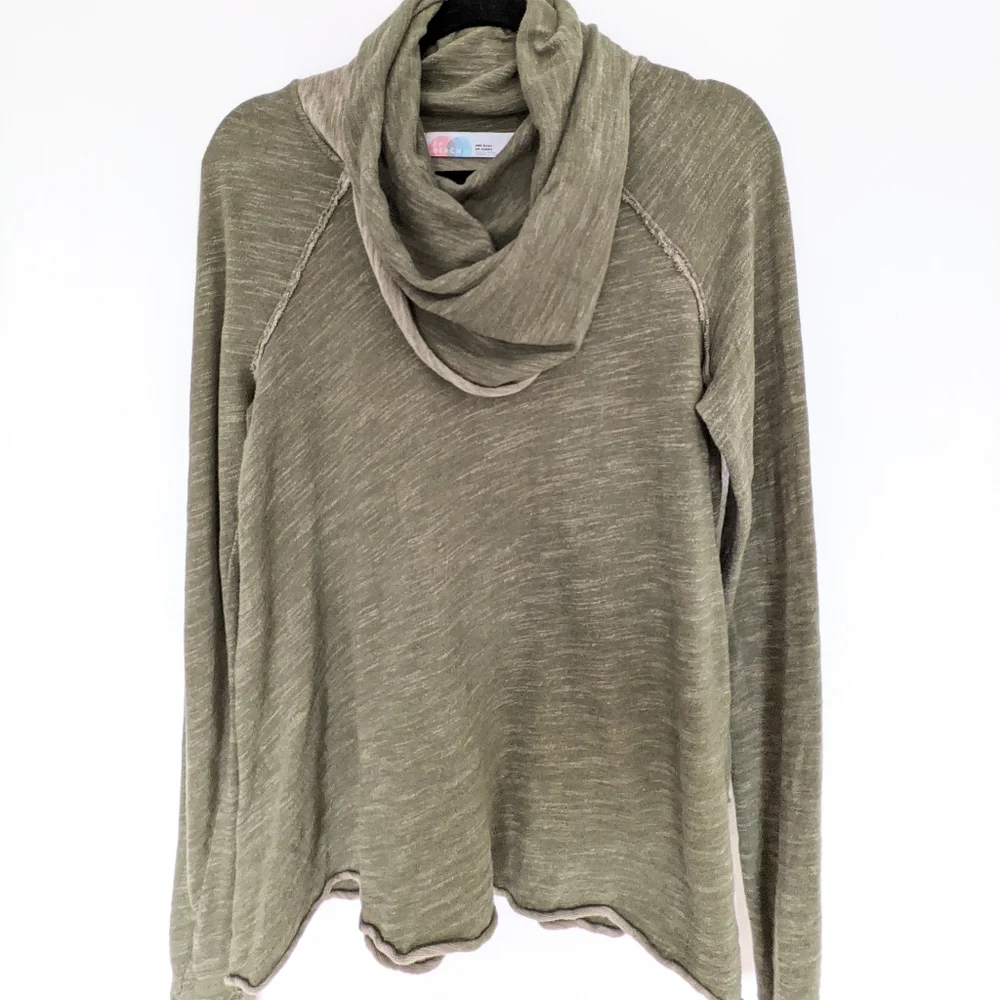 Free People Beach Cocoon Top One Body Funnel Neck Top Rolled Hem  Green - Picture 3 of 16